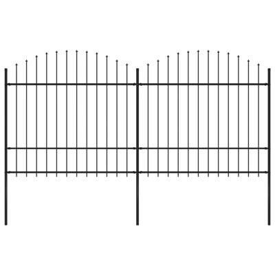 Tuinhek met speren bovenkant (1,5-1,75)x3,4 m staal zwart