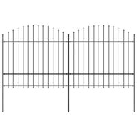Tuinhek met speren bovenkant (1,5-1,75)x3,4 m staal zwart - thumbnail