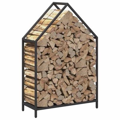 VidaXL Brandhoutrek 60x25x90 cm koudgewalst staal zwart VidaXL Brandhoutrek 60x25x90 cm koudgewalst staal zwart