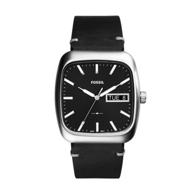 Horlogeband Fossil FS5330 Leder Zwart 22mm