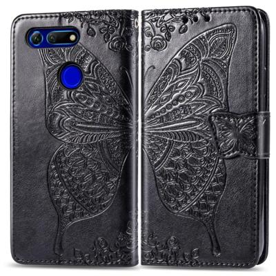 Butterfly Love bloemen reliëf horizontale Flip lederen case voor Huawei V20 met houder & kaartsleuven & portemonnee & Lanyard (zwart)