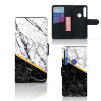 Motorola One Action | Bookcase | Marmer Wit Zwart - Origineel Cadeau Man - thumbnail