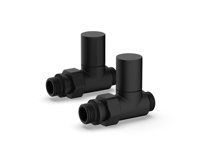 Aansluitset Zijaansluiting Radiator Plieger Valvola Recht Zwart - thumbnail