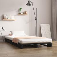 Palletbed massief grenenhout zwart 75x190 cm - thumbnail