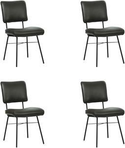 Set van 4 Donkergrijze leren industriële design eetkamerstoelen Solid - Granada leer Graphite (donkergrijs leer)