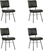 Set van 4 Donkergrijze leren industriële design eetkamerstoelen Solid - Granada leer Graphite (donkergrijs leer) - thumbnail
