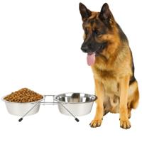 Nobleza Hondenvoerbak met standaard - Dubbel - RVS - Maat XXL - thumbnail