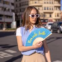 Houten waaier Fuck Off - Paars - thumbnail