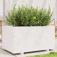 Plantenbak 90x60x49,5 cm massief grenenhout wit - thumbnail