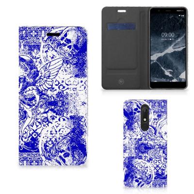 Mobiel BookCase Nokia 5.1 (2018) Angel Skull Blauw Mobiel BookCase Nokia 5.1 (2018) Angel Skull Blauw