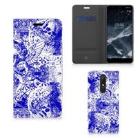 Mobiel BookCase Nokia 5.1 (2018) Angel Skull Blauw - thumbnail
