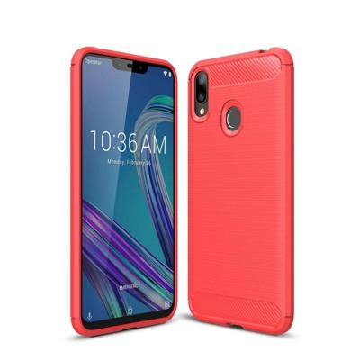 Geborsteld textuur Carbon Fiber schokbestendig TPU Case voor ASUS ZenFone Max (m2) (rood)