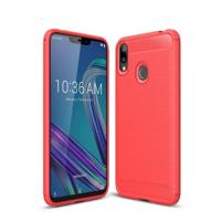 Geborsteld textuur Carbon Fiber schokbestendig TPU Case voor ASUS ZenFone Max (m2) (rood) - thumbnail