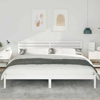 Bedframe met hoofdeinde Wit 180 x 220 cm Massief grenenhout Bedframe met hoofdeinde Wit 180 x 220 cm Massief grenenhout