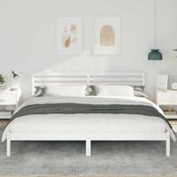 Bedframe met hoofdeinde Wit 180 x 210 cm Massief grenenhout - thumbnail