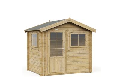 Interflex 2520 Blokhut 250x200 cm 28 mm vuren blank- Zadeldak- Onbehandeld vurenhout- Interflex