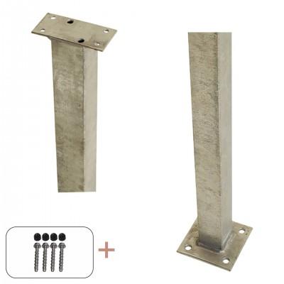 Stalen Paal Met Voetplaat Voor Reling 4,5 x 4,5 x 103,3 CM Stalen Paal Met Voetplaat Voor Reling 4,5 x 4,5 x 103,3 CM