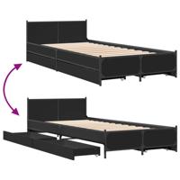 Bedframe met lades bewerkt hout zwart 90x200 cm - thumbnail