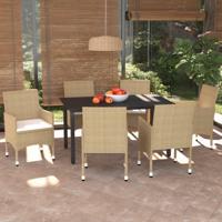 7-delige Tuinset met kussens poly rattan beige - thumbnail