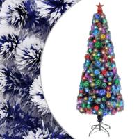 Kunstkerstboom met verlichting 210 cm glasvezel wit en blauw - thumbnail