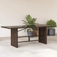Tuintafel met glazen blad 190x80x74 cm poly rattan bruin - thumbnail