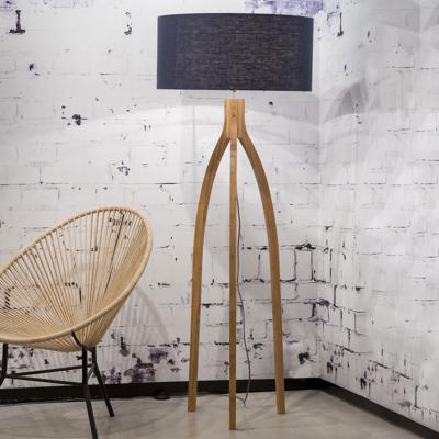 Good&Mojo Vloerlamp 'Annapurna' Bamboe en Eco linnen, kleur Denimblauw