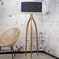 Good&Mojo Vloerlamp 'Annapurna' Bamboe en Eco linnen, kleur Denimblauw - thumbnail
