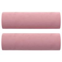 Driezitsbank met sierkussens 180 cm fluweel roze - thumbnail