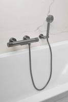 Ben Engraved Line badkraan met watervaluitloop thermostatisch gunmetal - thumbnail