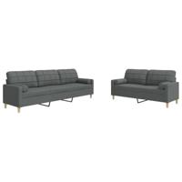 2-delige Loungeset met sierkussens stof donkergrijs - thumbnail