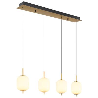 Globo Gouden hanglampEwald 4-lichts wit glas - 15217-4