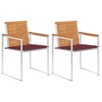 Tuinstoelen 2 st met kussens massief acaciahout en staal - thumbnail