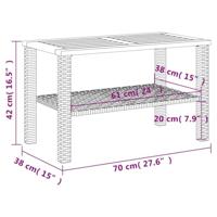 Tuintafel 70x38x42 cm poly rattan en acaciahout zwart - thumbnail