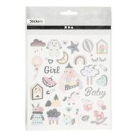Creativ Company Stickers, baby girl, vel 15x16,5 cm, ca. 30 stuk, 1 vel - thumbnail