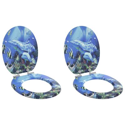 Zachte sluit toiletbril 2 pcs Blauw 44 x 38 cm MDF-plaat