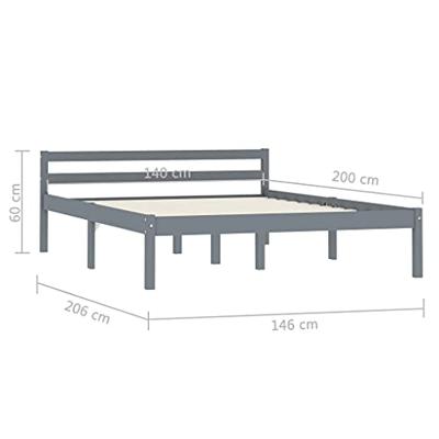 Bedframe massief grenenhout grijs 140x200 cm