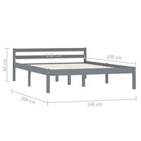 Bedframe massief grenenhout grijs 140x200 cm - thumbnail