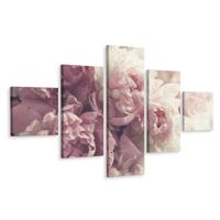 Schilderij - Roze pioenrozen, 5luik, premium print - thumbnail