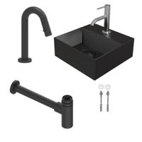 Salenzi Fonteinset Spy 30x30 cm Mat Zwart (Keuze uit 8 kranen in 4 kleuren) - thumbnail