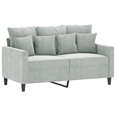 3-delige Loungeset met kussens fluweel lichtgrijs