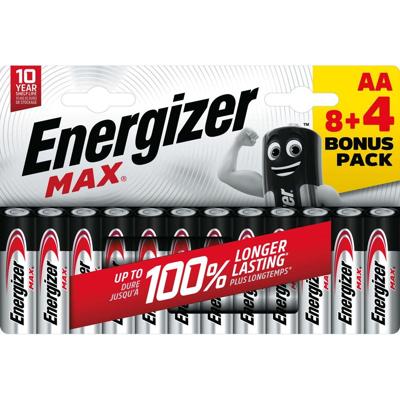 Energizer batterijen Max AA, blister van 8 stuks + 4 stuks gratis Energizer batterijen Max AA, blister van 8 stuks + 4 stuks gratis