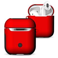Frosted rubber Paint + PC Bluetooth koptelefoon Case anti-verloren opbergtas voor Apple AirPods 1/2 (rood) - thumbnail
