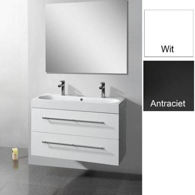 Badkamermeubelset Sanilux Compactline 100x38x50 cm 2 Kraangaten Hoogglans Antraciet