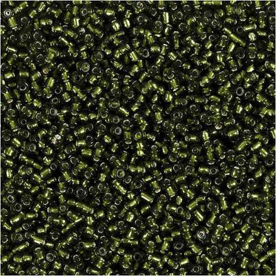 Creativ Company Rocailles, d 1,7 mm, afm 15/0, gatgrootte 0,5-0,8 mm, gras groen, 25 gr/ 1 doos