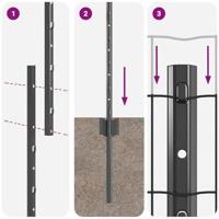VidaXL Hek met paal grijs 1,2 x 25 m staal en pvc - thumbnail