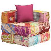 VidaXL Poef modulair met kussen patchwork stof - thumbnail
