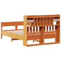 Bed met boekenkast zonder matras grenenhout wasbruin 135x190 cm - thumbnail
