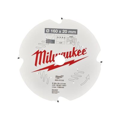 Milwaukee Cirkelzaagblad voor Cementplaten | Ø 160mm Asgat 20mm 4T - 4932471293