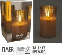 LED KAARS IN GLAS 12,5CM AMBER - thumbnail