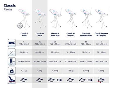 LEIFHEIT 72577 Classic M Basic strijkplank, strijkplank 120x38 cm, in hoogte verstelbaar met vaste strijkplankhouder LEIFHEIT 72577 Classic M Basic strijkplank, strijkplank 120x38 cm, in hoogte verstelbaar met vaste strijkplankhouder